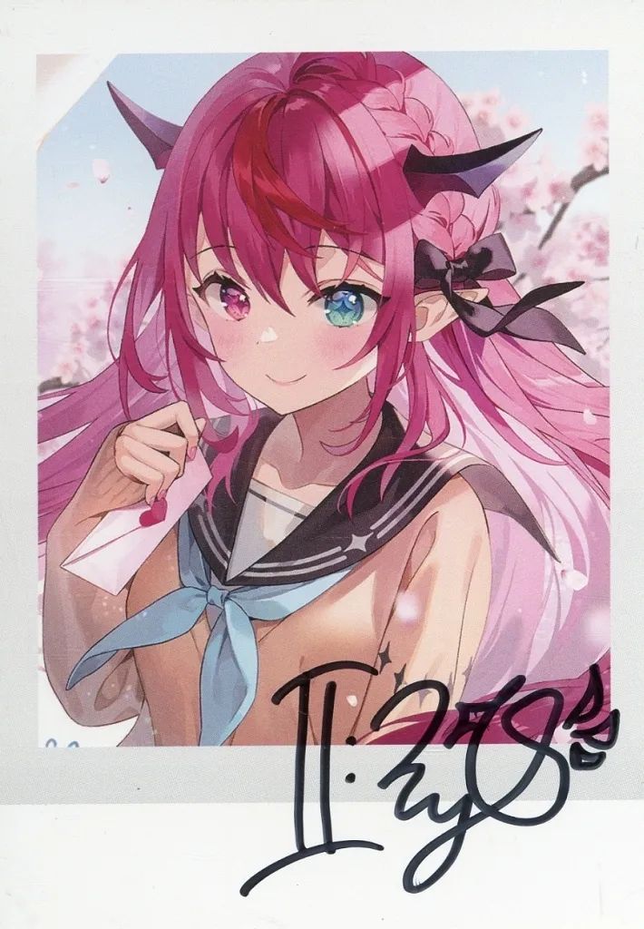 【中古】キャラカード IRyS 直筆サイン入り餡こたく描き下ろしチェキ風ブロマイドカード 「バーチャルYouTuber ホロライブEnglish IRyS 誕生日記念2023 誕生日記念フルセット 数量限定ver.」 購入特典