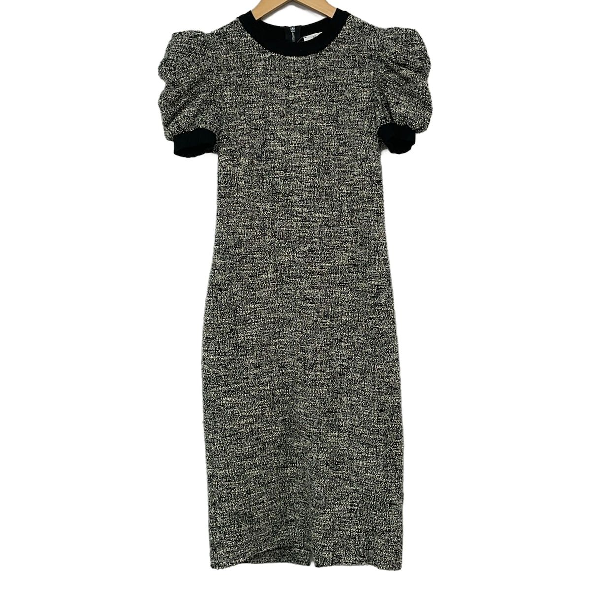 Max Mara(マックスマーラ) ワンピース サイズ38 S レディース美品 - 黒×白 クルーネック/半袖/ロング/ニット 10,792円