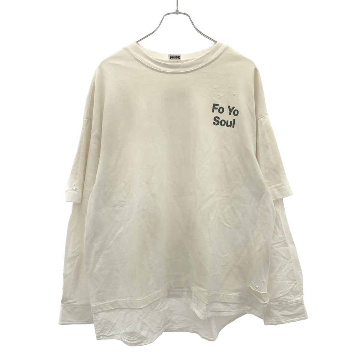 Stand Alone スタンドアローン レイヤードシャツルックTシャツ ホワイト ONE