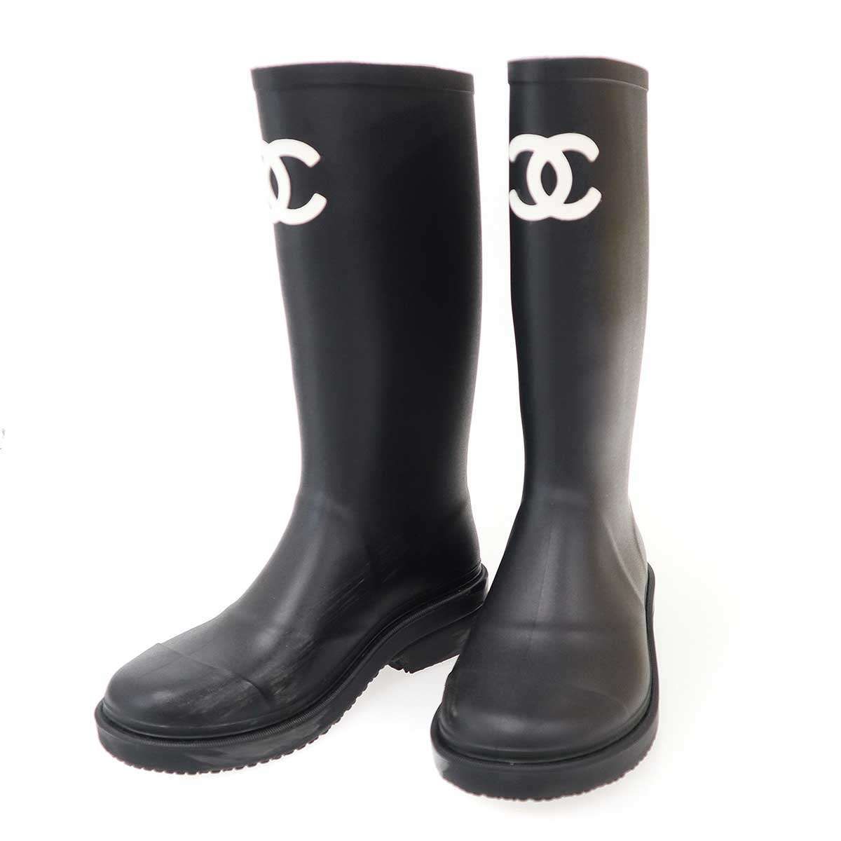 CHANEL シャネル ココマーク ロングレインブーツ ブラック 37 - メルカリ