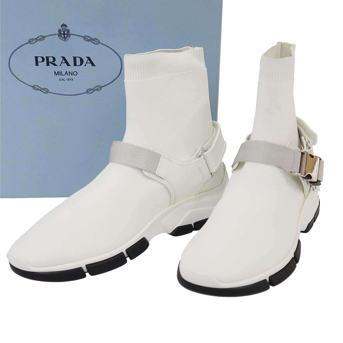 PRADA プラダ ソックスベルテッドスニーカー 1T942I ホワイト 36 1/2
