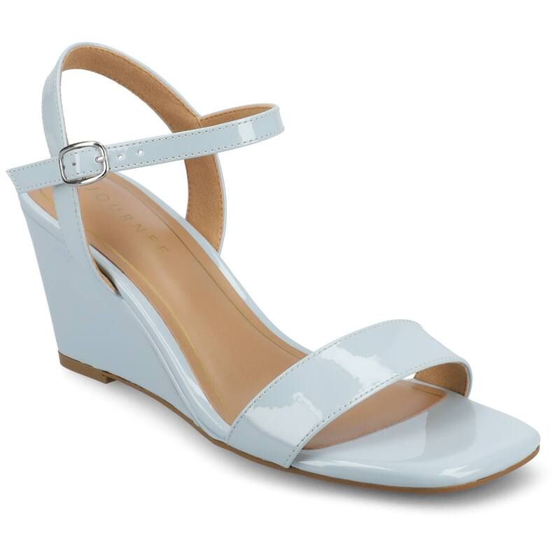 ジャーニー レディース シューズ パンプス アンクル ヒール Journee Clayr Womens Ankle Strap Wedge Heels Blue Patent ブルー 14,804円