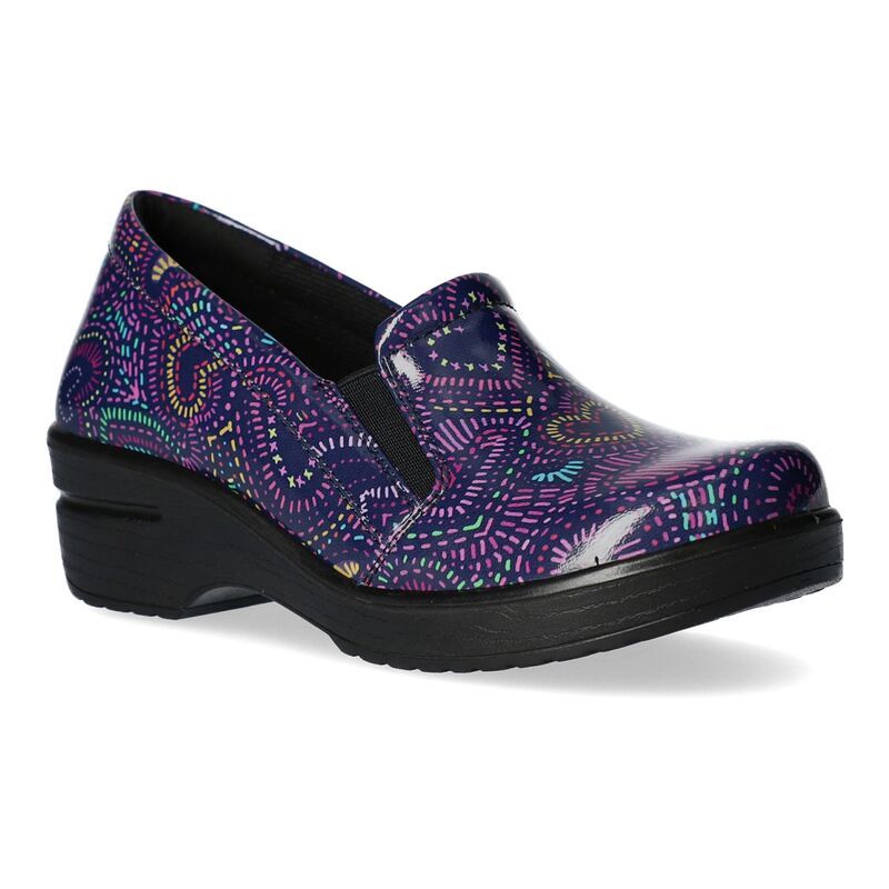 イージーストリート レディース シューズ サンダル Easy Works by Easy Street Leeza Womens Work Clogs Purple Multi Hearts パープル
