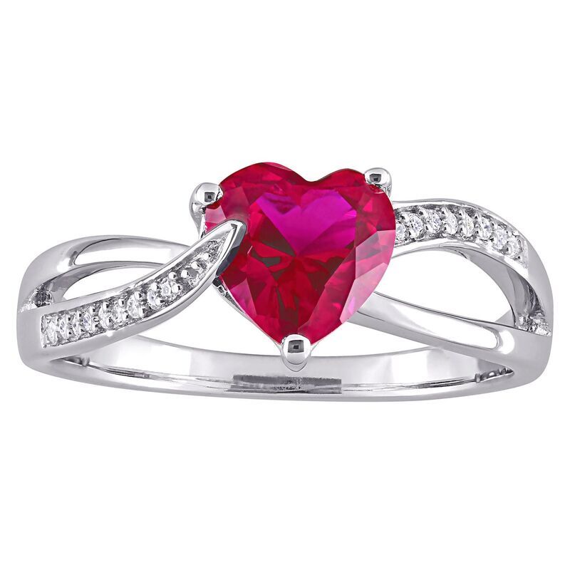 ステラ グレース レディース アクセサリー リング Stella Grace Sterling Silver Lab Created Ruby Diamond Accent Heart Crossov