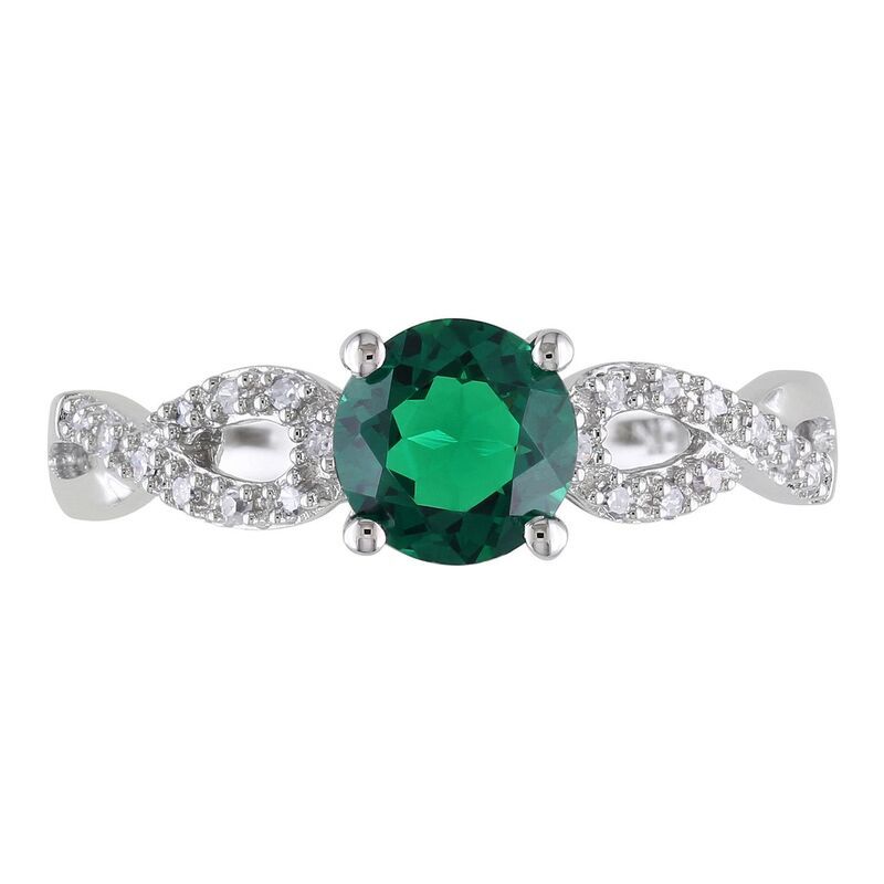 ステラ グレース レディース アクセサリー リング Stella Grace LabCreated Emerald and 110 CaratW Diamond Engagement Ring in