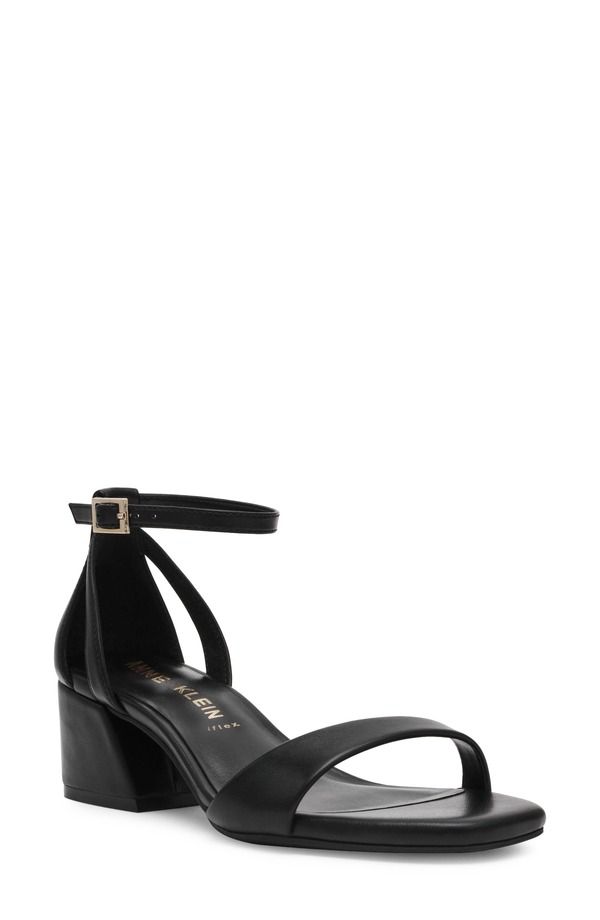 アンクライン レディース シューズ ヒール サンダル アンクル Anne Klein Miankle Strap Sandal Black Smooth ブラック