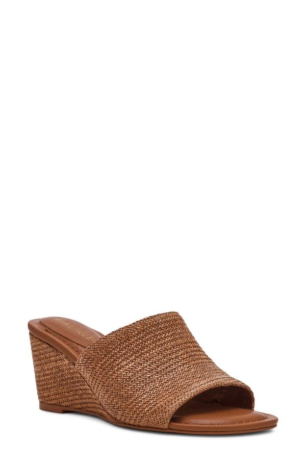 アンクライン レディース シューズ ヒール サンダル Anne Klein Charisma Wedge Slide Sandal Brown Raffia ブラウン