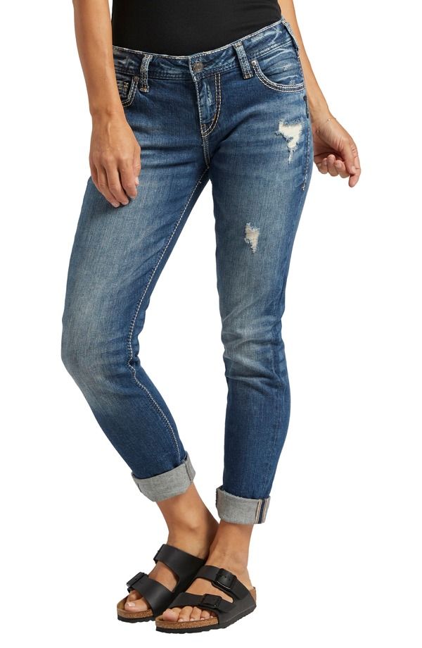 シルバー ジーンズ レディース ボトムス デニムパンツ Silver Jeans Co Girlfriendistressed Jeans Indigo インディゴ