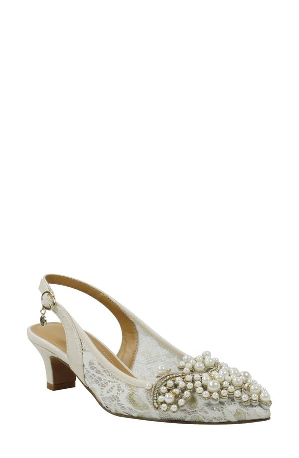 ジェイレニー レディース シューズ ヒール J Rene Strovanni Slingback Pump IvoryGold Floralace アイボリー