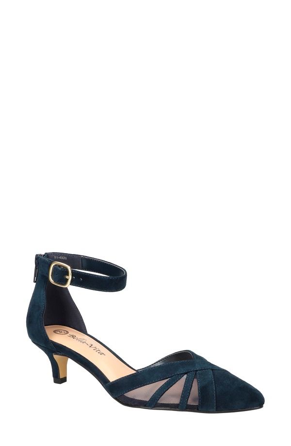 ベラヴィータ レディース シューズ ヒール Bella Vita Malani Pointed Toe Kitten Heel Pump Navy Suede ネイビー