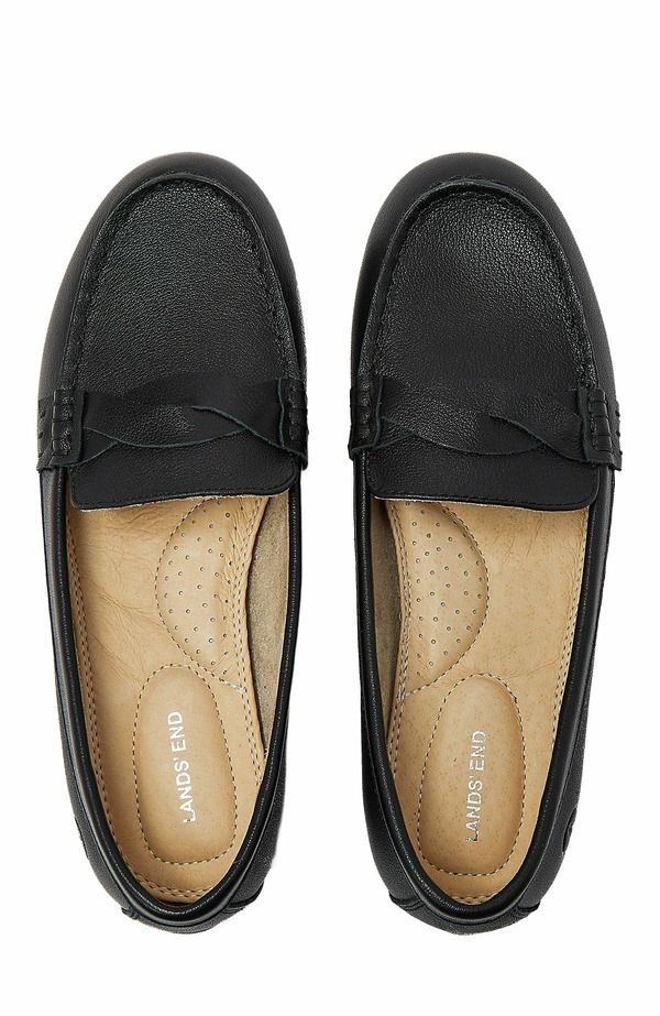 ランズエンド レディース シューズ スリッポン・ローファー レザー Lands End Comfort Leather Slip On Loafer Shoes Black ブラック