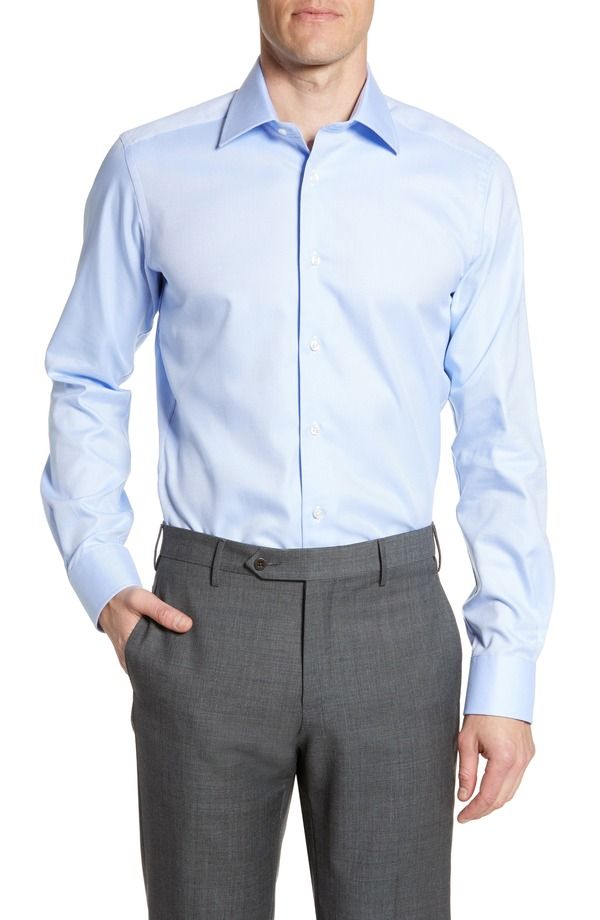 デイビッドドナヒュー メンズ トップス シャツ オックスフォード Davidonahue Trim Fit Royal Oxfordresshirt Sky