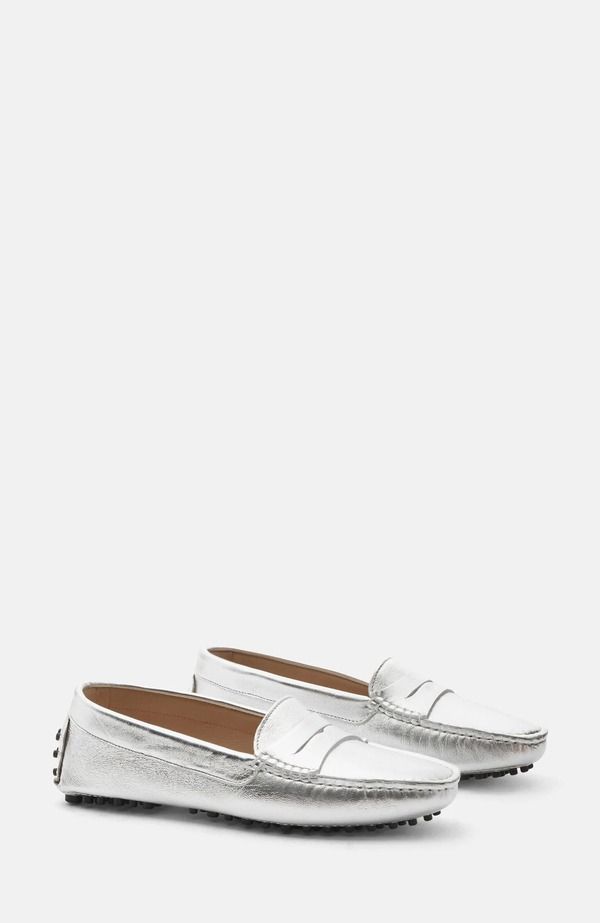 スカロッソ レディース シューズ スリッポン・ローファー SCAROSSO Ashley Driving Shoesilver Calf シルバー