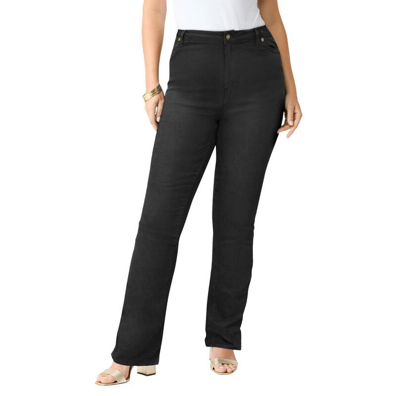 ロアマンズ レディース ボトムス デニムパンツ ブーツカット プラスサイズ プチ ブーツ Roamans Womens Plusize Petite Iconic Bootcut Jean Black