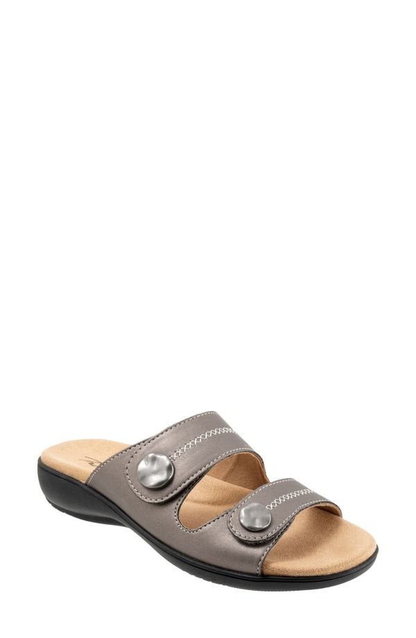 トロッターズ レディース シューズ ヒール サンダル Trotters Ruthie Stitch Slide Sandal Pewter ピューター