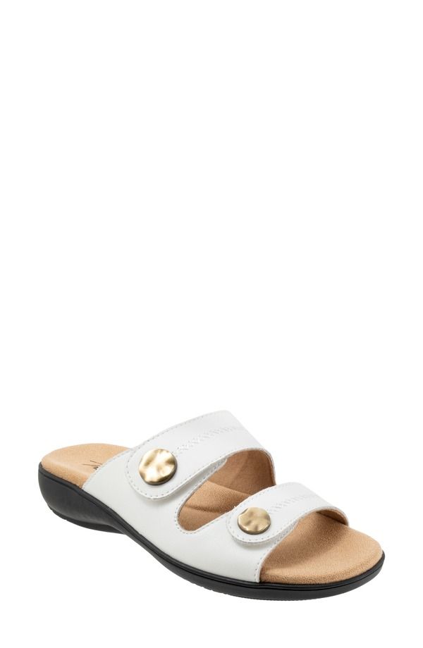 トロッターズ レディース シューズ ヒール サンダル Trotters Ruthie Stitch Slide Sandal White ホワイト