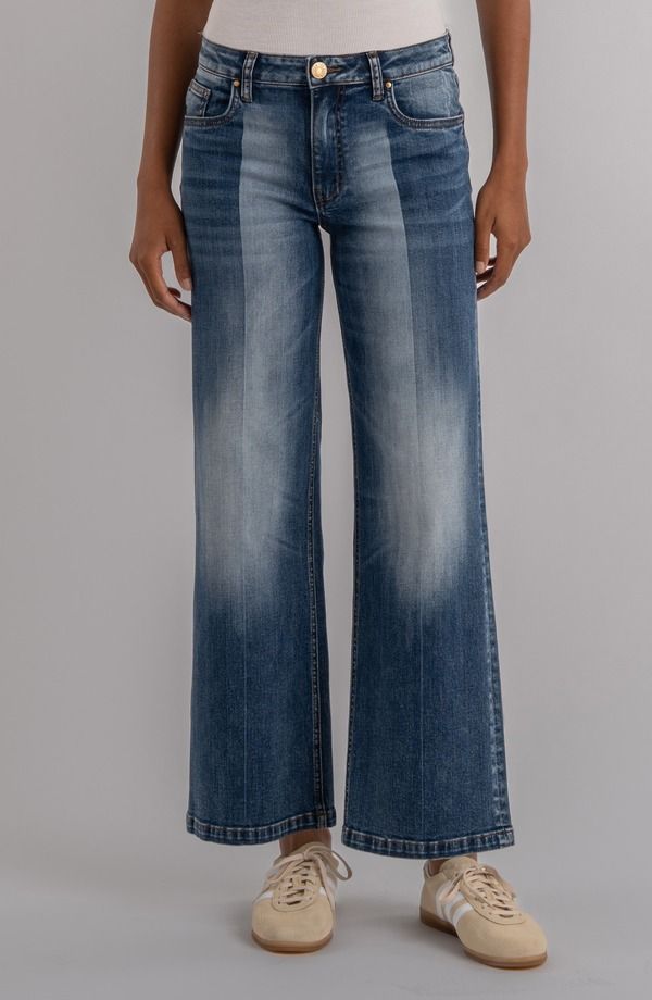 カットフロムザクロス レディース ボトムス デニムパンツ ワイドレッグ ハイウエスト ジーンズ KUT from the Kloth Jean TwoTone High Waist Wide Leg