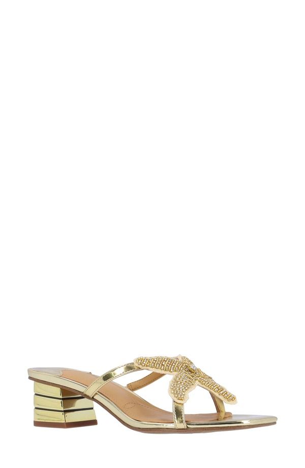 ジェイレニー レディース シューズ ヒール サンダル J Rene Sunstar Appliqu Sandal Gold Natural ゴールド