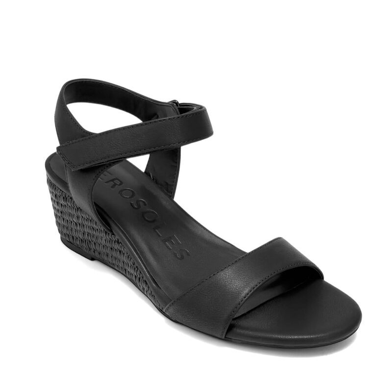エアロソールズ レディース シューズ パンプス サンダル Aerosoles Wel Womens Open Toe Wedge Sandals Black ブラック
