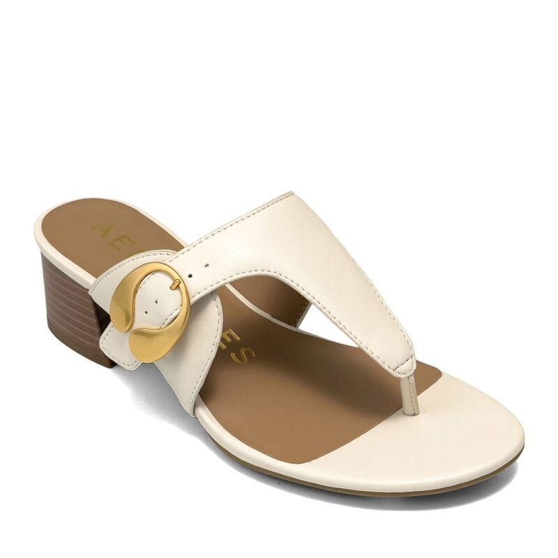 エアロソールズ レディース シューズ パンプス サンダル ヒール Aerosoles Cloude Womens TStrap Block Heel Sandals Eggnog