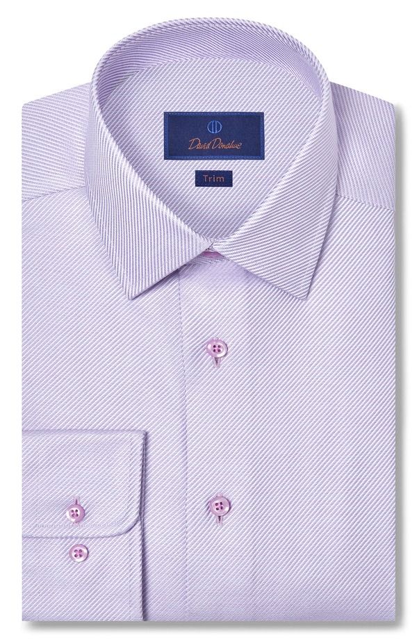 デイビッドドナヒュー メンズ トップス シャツ コットン Davidonahue Trim Fitextured Twill Cotton Dresshirt Berry