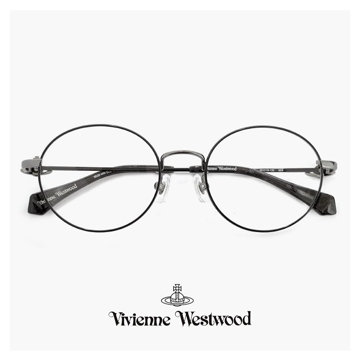 【新品】 ヴィヴィアン ウエストウッド メガネ レディース 40-0016 c02 49mm Vivienne Westwood 眼鏡 女性 40-0016-2 オーバル型 丸メガネ メタル フレーム オーブ 黒縁 黒ぶち