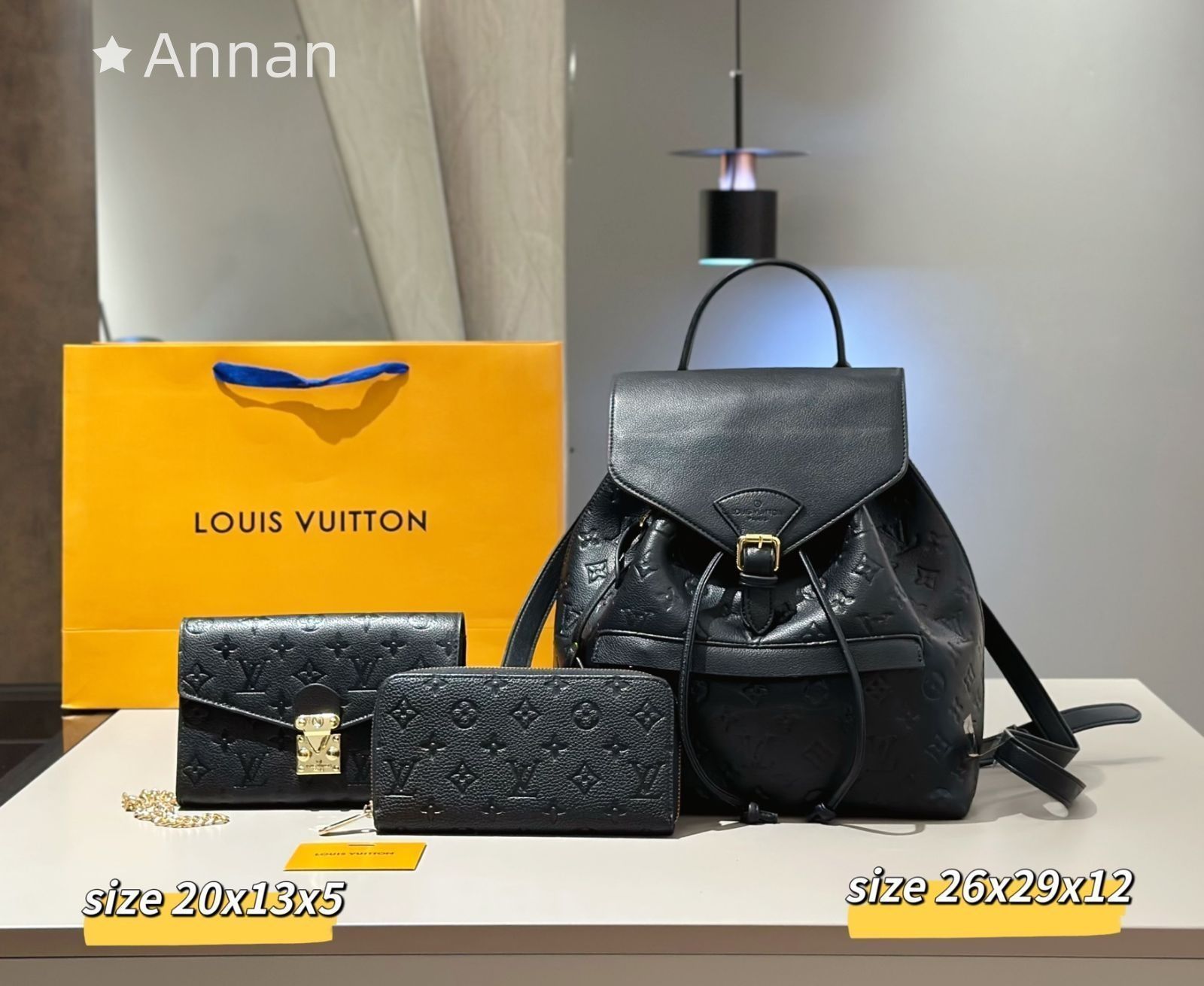 実物の写真 LV LOUIS VUITTON ルイヴィトン リュック ショルダーバッグ 財布 3点セットバッグ