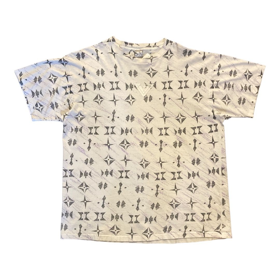 Vintage 1991 Ocean Pacific All Over Print T-Shirt Made in USA XL Surf OP Tee/ 90s オーシャンパシフィック モノグラムTシャツ 【F574】
