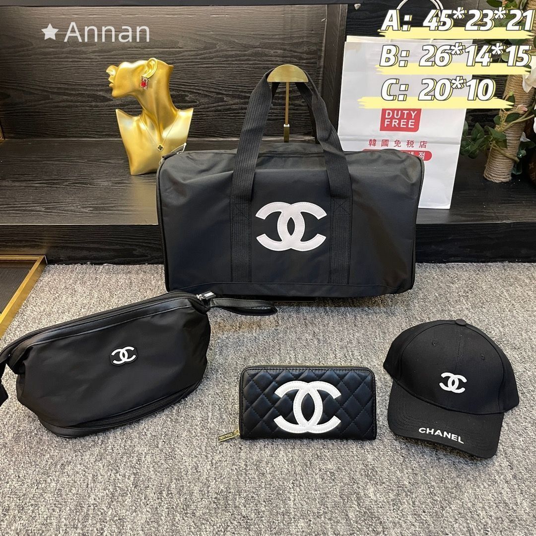 送料込☆CHANEL シャネル 旅行用バッグ ウエストポーチ 帽子 財布 4点セット