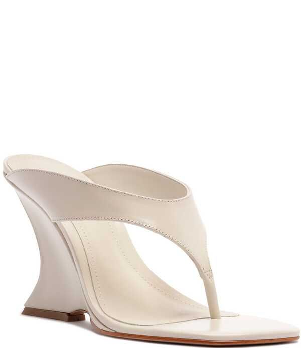 シュッツ レディース シューズ サンダル レザー Schutz Maya Leather Square Toe Thong Sculpted Wedge Sandalsugar White ホワイト