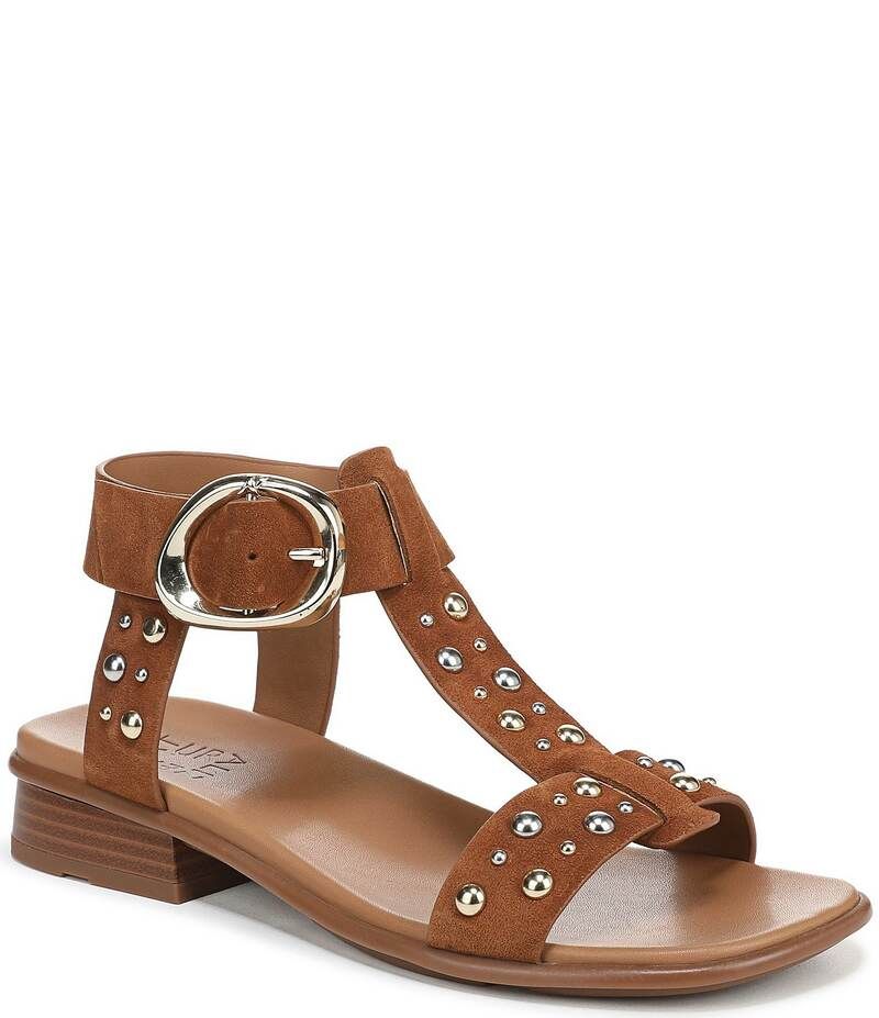 ナチュライザー レディース シューズ サンダル スエード アンクル Naturalizer Brandy Suede Stud Big Buckle Hardware TStrap Ankle Wra