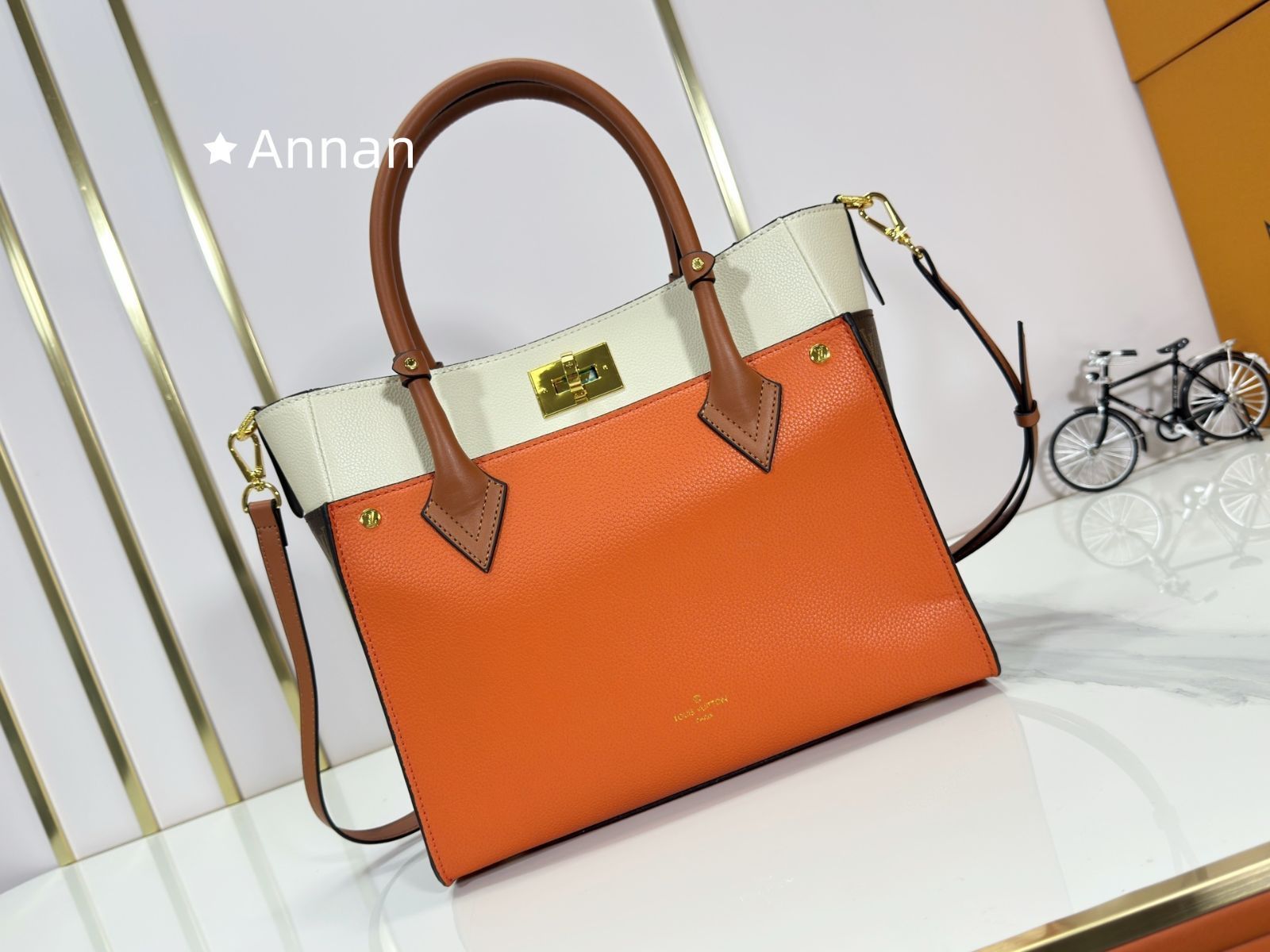 状態良 LOUIS VUITTON ルイヴィトン バック オンマイサイド MM トートバッグ 本革