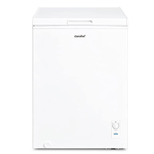 COMFEE' 冷凍庫 99L 幅54.5cm 上開き 家庭用 直立式 セカンド冷凍庫 小型 温度調節6段階 コンパクト 省エネ 静音 省スペース 食品保存 まとめ買い RCC100WH(E) ホワイトJu