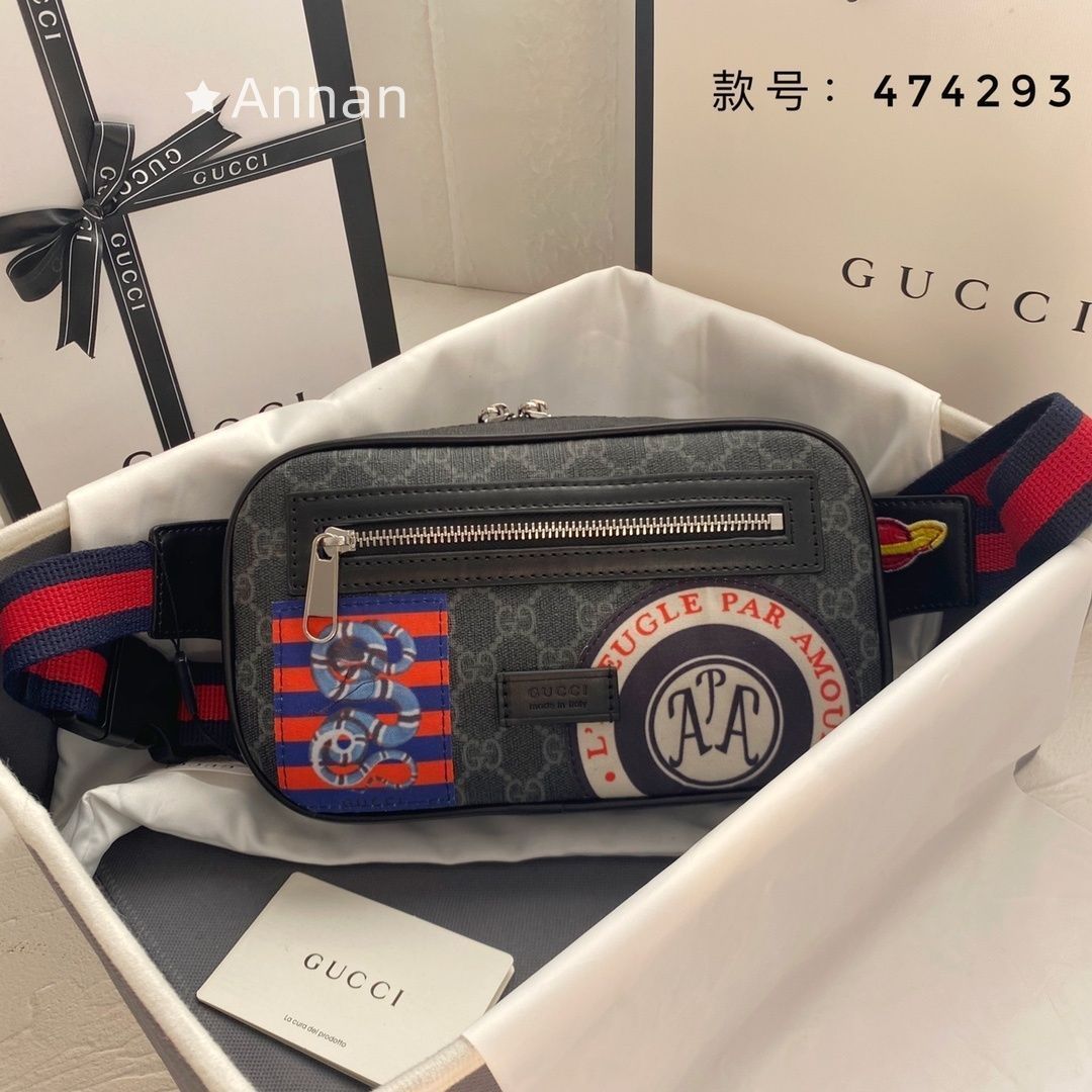 【限定】送料無料 グッチ GUCCI ボディバッグ メンズ 474293 GGスプリーム ベルトバッグ