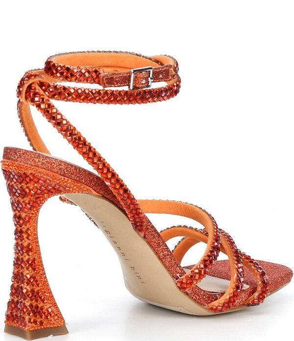 ジャンビニ レディース シューズ サンダル アンクル Gianni Bini Lelani Rhinestone Ankle Wrap Strappy Dressandals Orange Sprit
