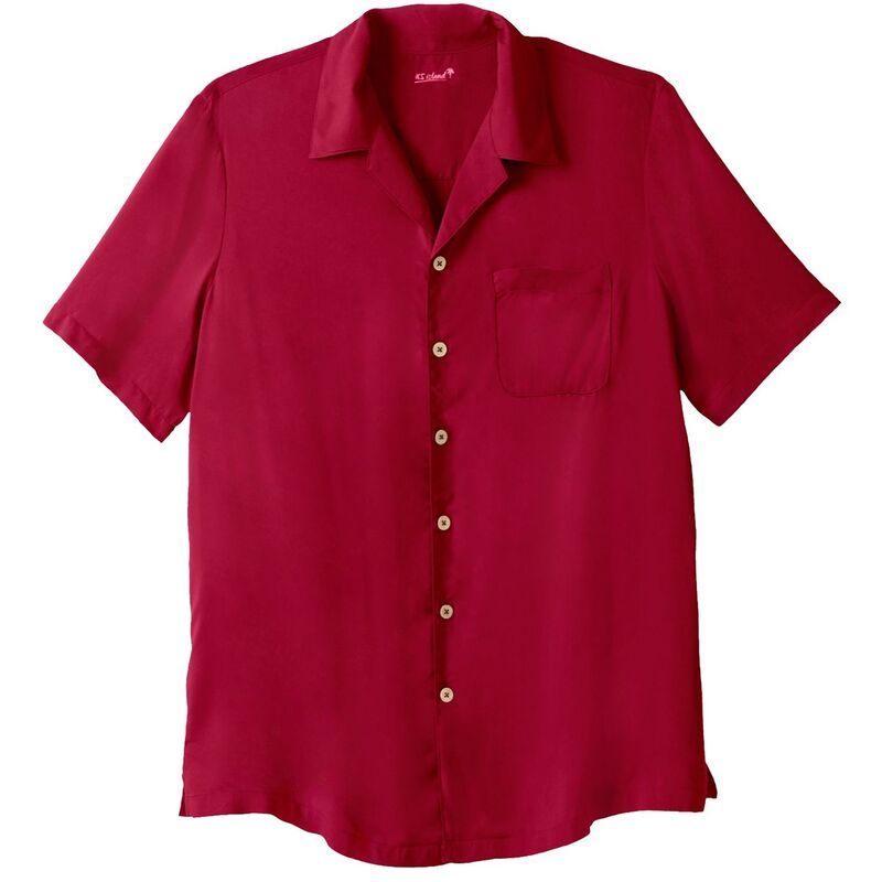 キングサイズ レディース トップス Tシャツ トール KingSize Mens Big Tall Solid Camp Shirt Rich Burgundy バーガンディ