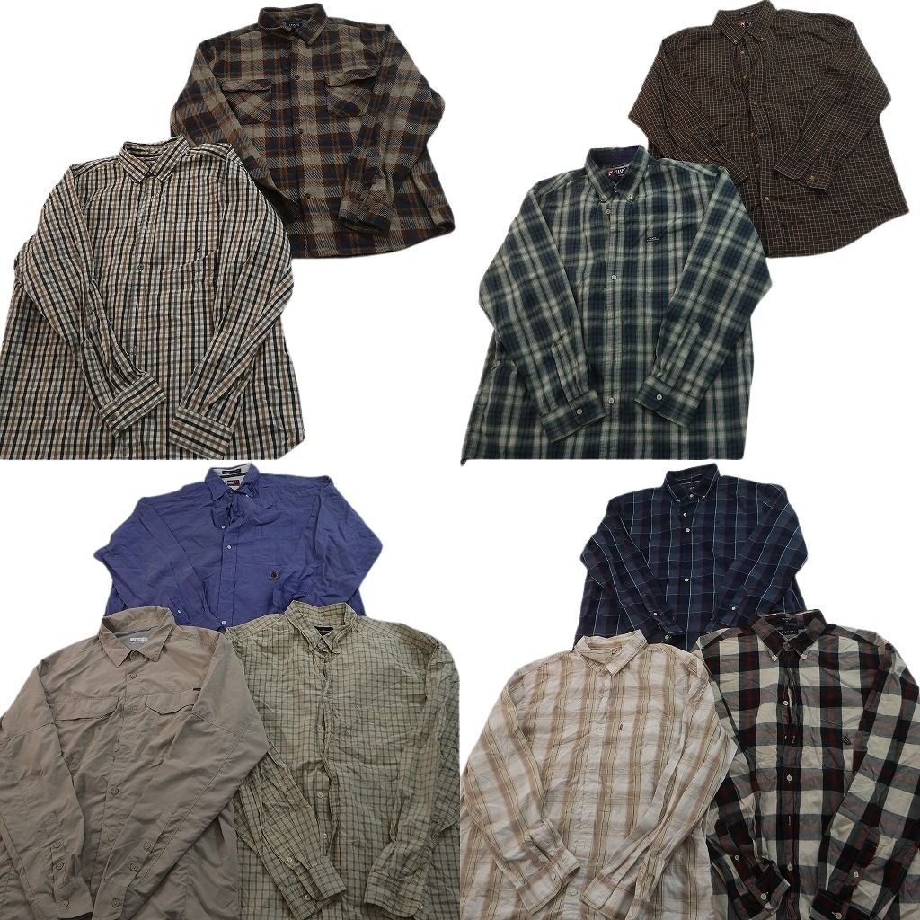 古着卸 まとめ売り ブランド 長袖シャツ 10枚セット ( メンズ XL ) トミーヒルフィガー チャップス コロンビア 中古 古着 NF6489