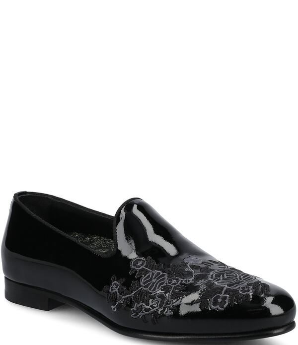 タフト メンズ シューズ スリッポン・ローファー フラワー柄 刺繍 レザー フラワー Taft Mens Estate Floral Embroidered Patent Leather Loafer