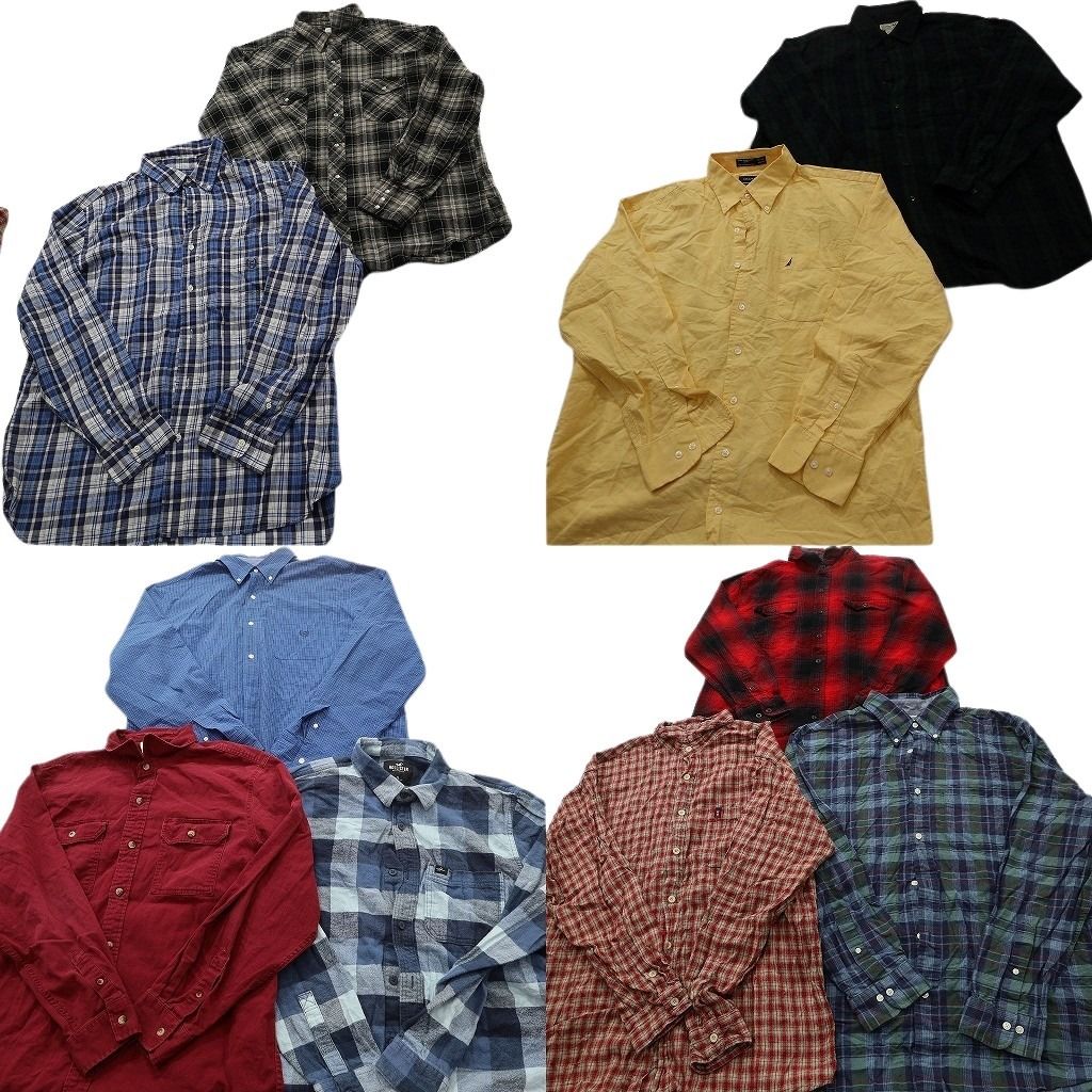 古着卸 まとめ売り ブランド 長袖シャツ 10枚セット ( メンズ XL ) ブルックスブラザーズ ラングラー アメリカンイーグル 中古 古着 NF6523 8,400円