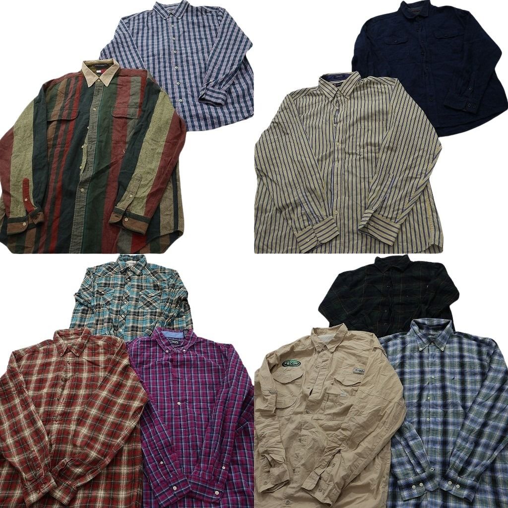 古着卸 まとめ売り ブランド 長袖シャツ 10枚セット ( メンズ XL ) トミーヒルフィガー チャップス エディーバウアー 中古 古着 NF6538