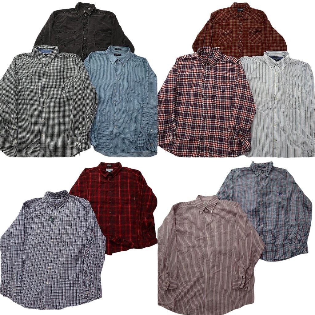 古着卸 まとめ売り ブランドMIX 長袖シャツ 10枚セット ( メンズ 2XL ) チャップス ラングラー ブルックスブラザーズ 中古 古着 NF6564