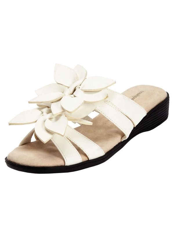 コンフォートビュー レディース シューズ ヒール サンダル Comfortview The Paula Slip On Sandal White ホワイト