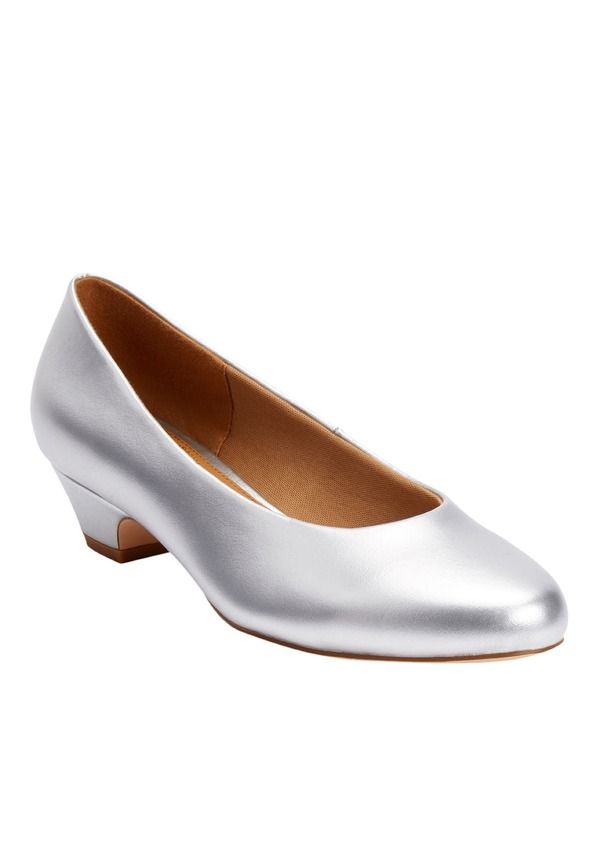 コンフォートビュー レディース シューズ ヒール レザー Comfortview The Vida LeatherLike Slip On Pump Silver シルバー
