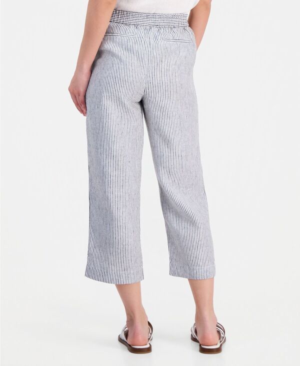 チャータークラブ レディース ボトムス カジュアルパンツ プリント クロップド Charter Club Womens Lined Printed Cropped Pants Black Stripe