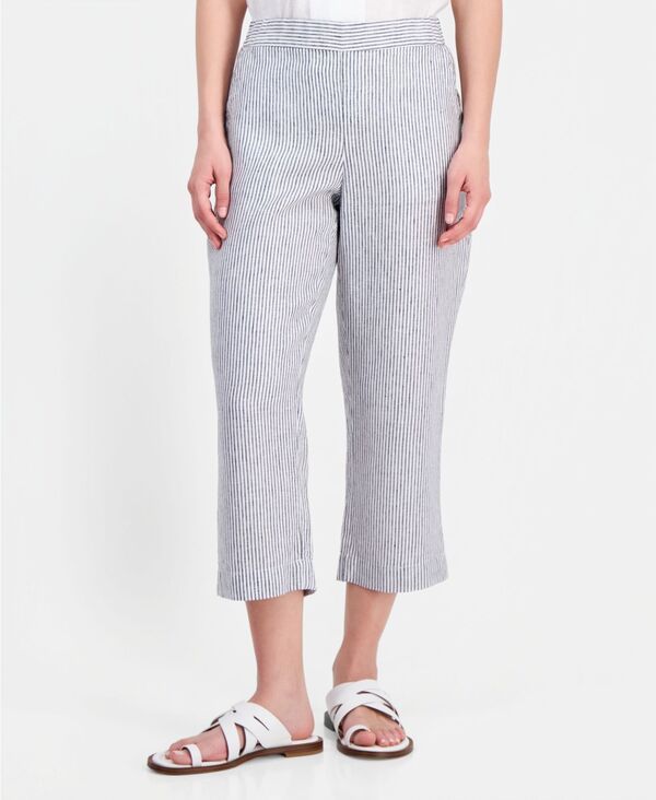 チャータークラブ レディース ボトムス カジュアルパンツ プリント クロップド Charter Club Womens Lined Printed Cropped Pants Black Stripe