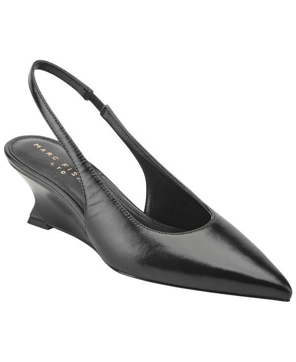 マーク・フィッシャー レディース シューズ パンプス レザー Marc Fisher LTD Womens Taten Leather Slingback Wedge Pumps Black Leat