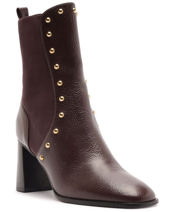 アレッツォ レディース シューズ ブーツ・レインブーツ ヒール Arezzo Womens Rony Mid Block Heel Booties Grape Brown グレープ