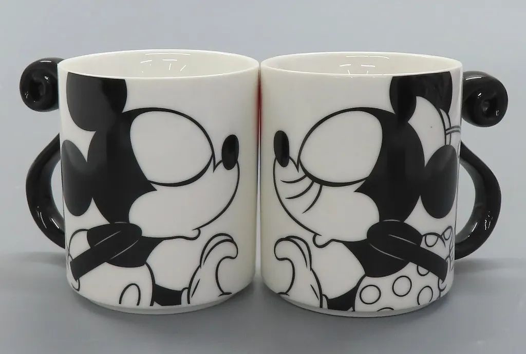 [Used] Mug, Hot Water Mickey Mouse & Minnie Mouse (Blue & Red) Pair Mug Heart “Disney x Francfranc”