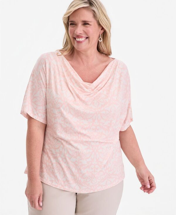 ジェイエムコレクション レディース トップス シャツ プリント ニット JM Collection Womens Printed CowlNecknitopale Blush ブラッシュ