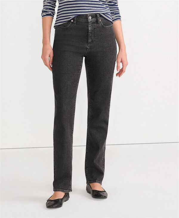 ランズエンド レディース ボトムス デニムパンツ ストレート ジーンズ Lands End Womens Recycledenim High Rise Straight Leg Jeans Black